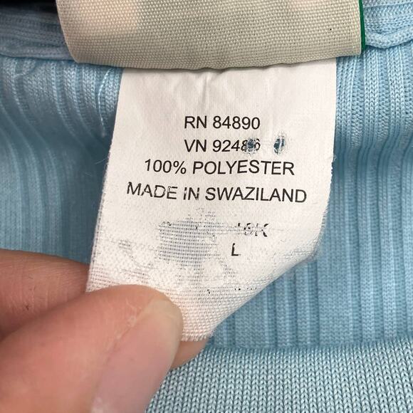 Vintage Haband Blue Stripe Crew Neck Pocket Polyester Short Sleeve Tee Shirt Top - Picture 4 of 5